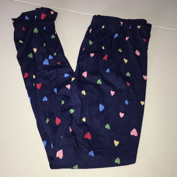 NAVY BLUE & COLORFUL HEARTS CHILDREN'S LEGGINGS - Picture 1 of 4